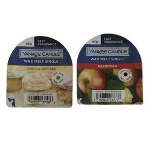 Lot Of 2 Yankee Candle Melt Tart Singles 0.8 Oz 1 Vanilla Cupcake 1 Macintosh